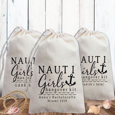 Nautical Party Favors Nauti Girls Hangover Kit Bags Custom | Etsy Boat Bachelorette Party, Nautical Party Favors, Nauti Bride, Nautical Bachelorette Party, Bachelorette Bag, Hangover Kit Bags, Nautical Bachelorette, Bachelor Party Favors, Bachelorette Party Cups