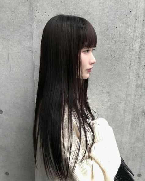 Dark Hair Bangs, Black Hair Bangs, Long Straight Black Hair, Korean Long Hair, Black Long Hair, Hair Doctor, Straight Black Hair, Fashion Technology, Beauty Hairstyles