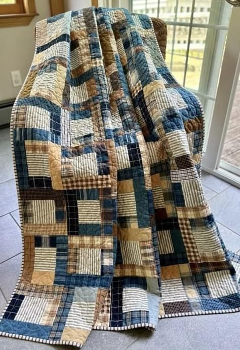 Homespun Quilts, Quilts For Men Patterns, Quilts For Men, Tie Quilts, Plaid Quilts, Charity Quilts, Shirt Quilts, Flannel Quilts, Circle Quilts