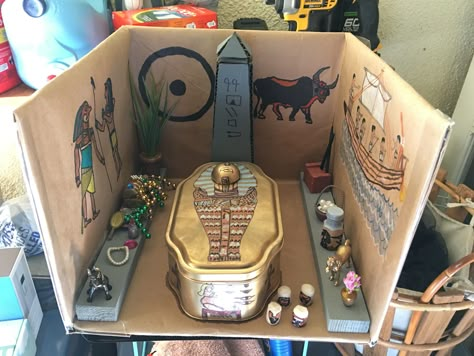 Egypt Civilization Project, Egyptian School Projects, Ancient Egypt Projects Middle School, Egyptian Projects For Middle School, King Tut Tomb School Project, Egyptian Tomb Project, Ancient Egypt School Project Ideas, Egypt Projects For Kids, Egyptian Diorama