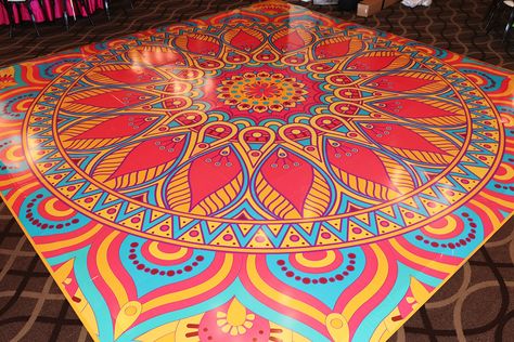 Custom Decal Dance Floor Wrap Gloss Removable Vinyl Indian Sangeet Ceremony Wedding Mehdi Mandala Full Color Print Custom Decal Floor Wrap - Etsy Canada Mandala Theme Wedding Decor, Mehndi Dance Floor, Mehndi Decoration Ideas, Dance Floor Wrap, Indian Sangeet, Mehndi Decoration, Dance Floor Vinyl, Outdoor Dance Floors, Sangeet Ceremony