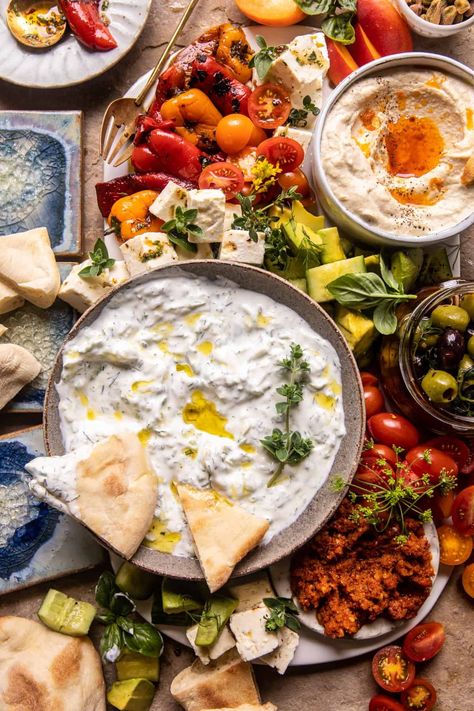 Easy Mediterranean Mezze Platter. - Half Baked Harvest Mediterranean Mezze, Mezze Platter, Half Baked Harvest Recipes, Whipped Goat Cheese, Harvest Recipes, Party Food Platters, Half Baked, Half Baked Harvest, Great Appetizers