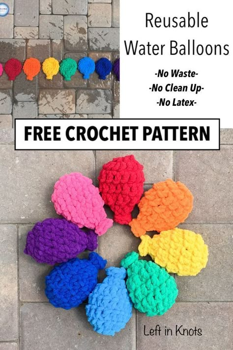 Use this free crochet pattern to make a set of these reusable water balloons in a day for a summer full of fun! This quick project is reusable, eco-friendly, and latex-free! They sell great at craft fairs and make fun gifts and party favors. #crochetwaterballoons #crochetpattern Crochet Water Balloons, Crochet Zig Zag, Crochet Projects To Sell, Reusable Water Balloons, Crochet Craft Fair, Crochet Quotes, Crochet Project Free, Crochet Game, Quick Crochet Projects