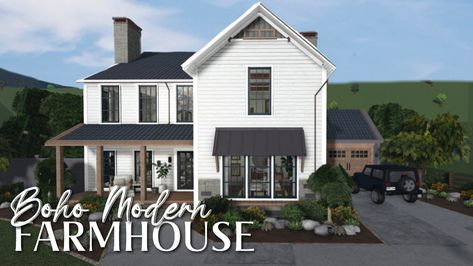 Bloxburg house idea. Bloxburg. Bloxburg house. Bloxburg builds Modern Farmhouse Layout, Farmhouse Layout, Boho Modern Farmhouse, Modern Family House, Two Story House Design, House Plans With Pictures, Bloxburg House Ideas 2 Floor, Small House Layout, Bloxburg Modern