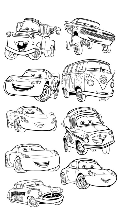 Pixar Cars drawing ideas with step-by-step tutorials for each. Dora Drawing, Disney Coloring Pages Printables, Pixar Cars Birthday, Disney Stained Glass, Cartoon Drawing Ideas, Cars Coloring, Cars Drawing, Cars Party, Zen Doodle Art