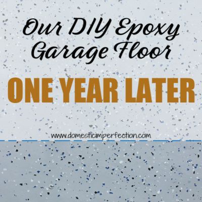 Domestic Imperfection - DIY and Home Decor Garage Floor Painting Ideas, Epoxy Gym Floor, How To Epoxy Garage Floor, Garage Makeover Floor, Shop Floor Ideas, Epoxy Garage Floor Colors, Rustoleum Garage Floor Epoxy, Epoxy Garage Floor Ideas, Best Garage Floor Epoxy