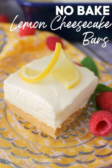 Lemon Oreo Cheesecake, No Bake Lemon Cheesecake Bars, Amazing Smoothies, Lemon Oreo, No Bake Cheesecake Filling, Cheesecake Bar, No Bake Lemon, No Bake Lemon Cheesecake, Lemon Cheesecake Bars