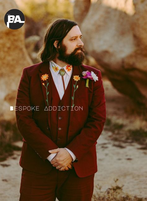 Unusual Groom Attire, Charro Wedding Suit, Men’s Wedding Looks, Christmas Wedding Suit, Embroidered Groom Suit, Earth Tone Suit Men, Men’s Wedding Western Wear, Colorful Groomsmen Attire, Men’s Wedding Attire