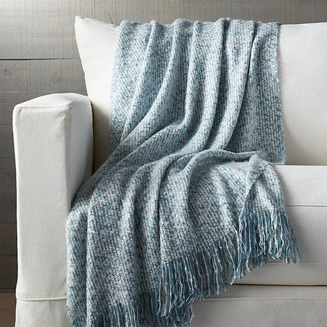 Weldon Aqua Throw | Crate and Barrel Spring House Decor, Room Chair Ideas, Room Aesthetic Decor, Aqua Bedding, Plaid Sofa, Spring House, Summer Blanket, Warm Throw Blanket, Cotton Throw Blanket