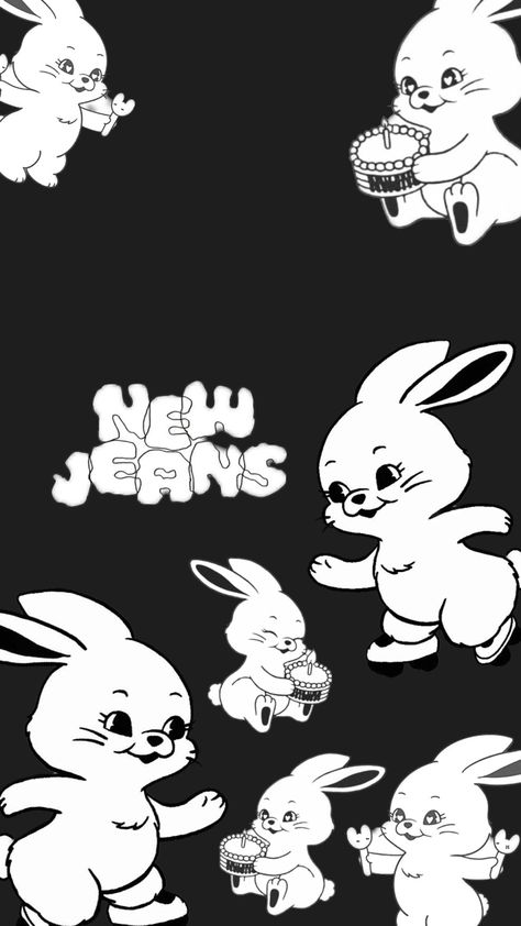 New Jeans Black And White, New Jeans 壁紙, Black And White Iphone Wallpaper, New Jeans Bunny, White Iphone Wallpaper, New Jeans Wallpaper, Newjeans Wallpaper, Gfx Design, Wallpaper Wa