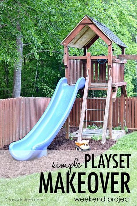 Give your playset a fresh look with a simple makeover. Learn how to replace the roof easily. The perfect weekend warrior DIY project! Playset Makeover, Backyard Playset, Shingle Roof, Kids Play Set, Outside Fun, Roof Replacement, Wooden Playset, Playset Outdoor, Play Structure