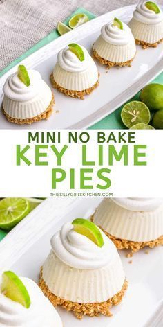 Frozen Pies, No Bake Key Lime Pie, No Bake Key Lime, Frozen Key Lime Pie, Key Lime Pies, Mini Key Lime Pies, Doctor Party, Lime Desserts, Keylime Pie Recipe