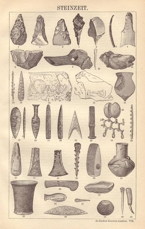 Ancient Artifacts Archaeology, Native Artifacts, Paleolithic Period, Plate Illustration, Stone Age Tools, Native American Tools, Arrowheads Artifacts, Ancient Tools, Historical Illustration