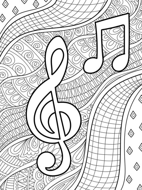 Music symbols with henna design illustration coloring book page Music Coloring Pages, Music Coloring Sheets, Swiftie Party, Music Classroom Decor, People Coloring Pages, Mindfulness Colouring, Elementary Music Classroom, Music Symbols, Music Coloring