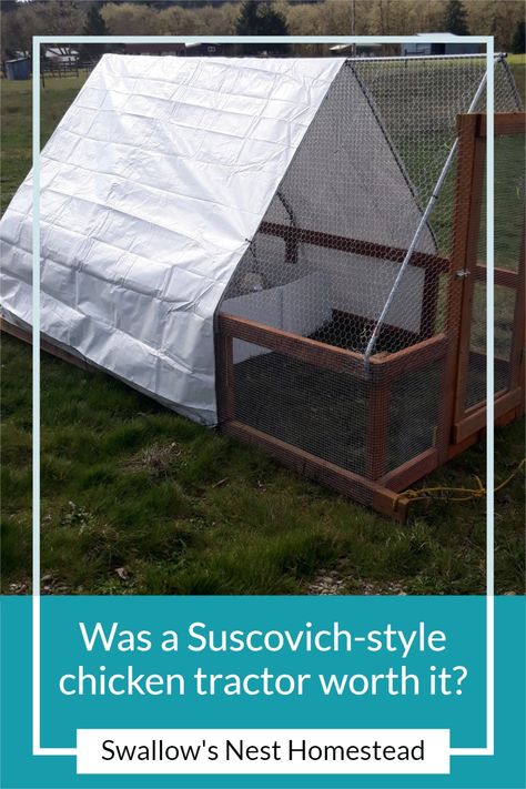 For our very first batch of broilers, we built a "Stress-Free Chicken Tractor" from John Suscovich's plans. Was it worth it? Read on to find out. Broiler Chicken Tractor, A Frame Chicken Tractor, Chicken Tractor Plans, Homestead Livestock, Chicken Projects, Farm Map, Chicken Tunnel, Farm Marketing, Garage Car Lift