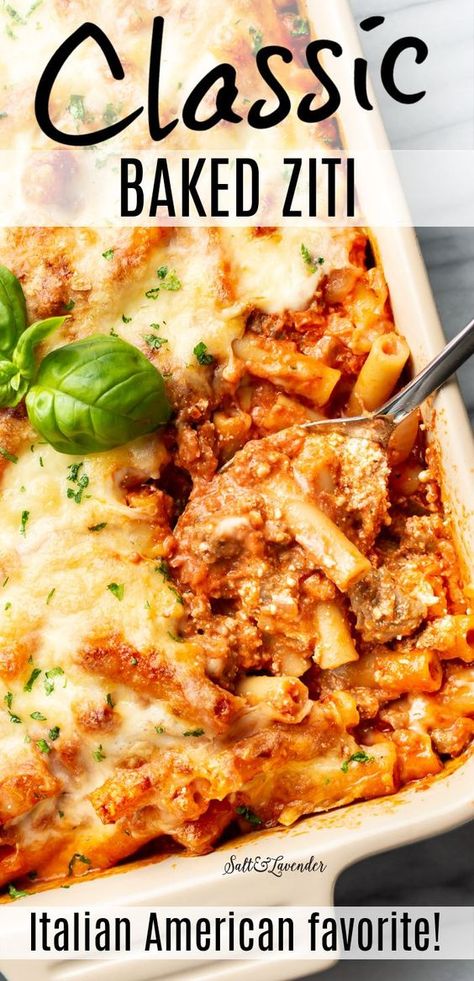 Italian Ziti Recipes, Baked Ziti Homemade Sauce, Oven Baked Ziti With Ground Beef, Freezer Ziti Bake, Baked Ziti Make Ahead, Bake Ziti Recipe With Ground Beef, Lasagna Baked Ziti, Pressure Cooker Baked Ziti, Cheesy Ziti Pasta Casserole