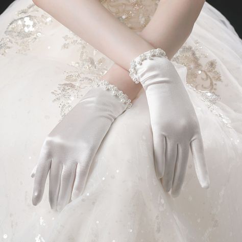 Aesthetic Gloves, Long White Gloves, Prom Gloves, Fancy Gloves, Bride Gloves, Beaded Gloves, Party Gloves, Wedding Outfits For Family Members, Gloves Style