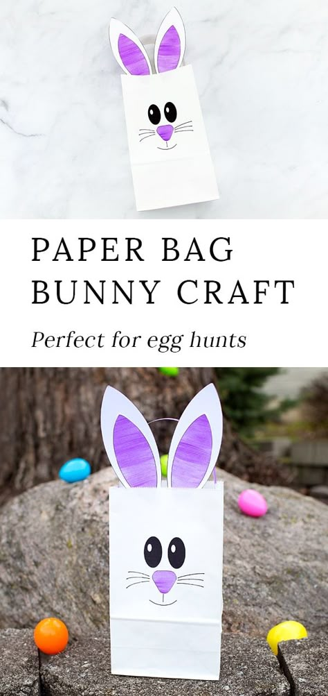 Just in time for Easter, learn how to make the easiest paper bag bunny craft, perfect for holding candy, Easter treats, or for gathering eggs at school or community Easter egg hunts. via @https://www.pinterest.com/fireflymudpie/ Paper Bag Bunny, Easter Egg Bag, Paper Cup Crafts, Preschool Easter, Bunny Craft, Easter Gift Bags, Paper Bag Crafts, Easter Preschool, Easter Bags