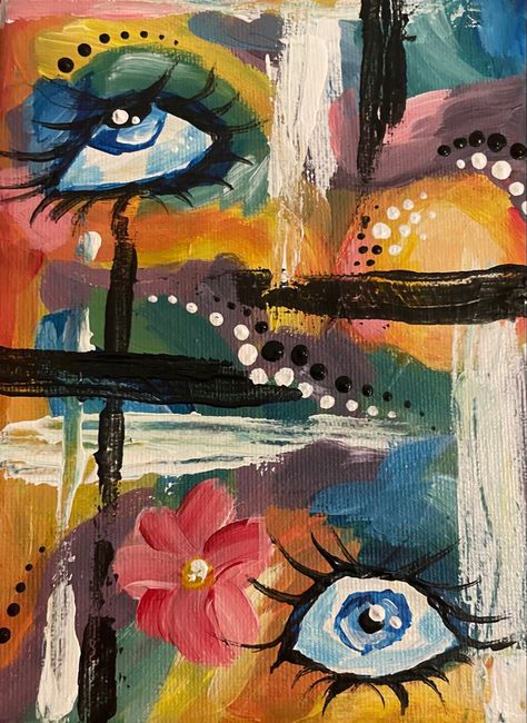 Abstract Weird Art, Funky Aesthetic Art, Funky Art Acrylic, Acrylic On Sketchbook, Quirky Acrylic Paintings, Funky Acrylic Painting, Funky Abstract Art, Funky Art Ideas, Funky Painting Ideas