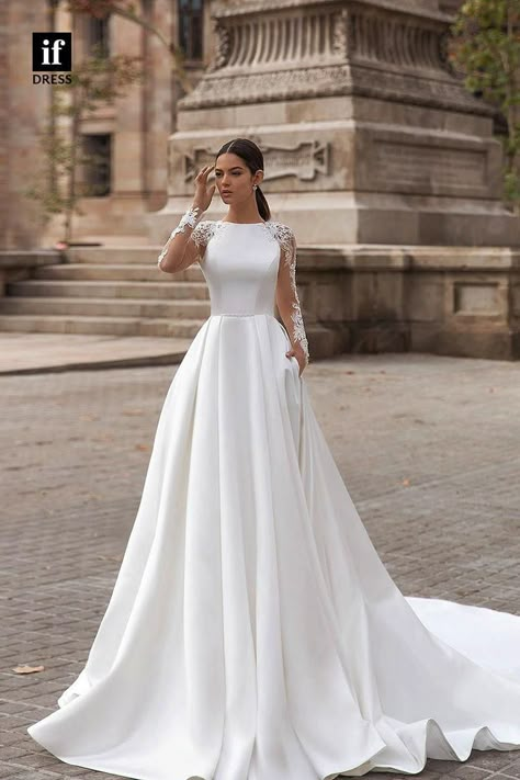 Timeless Elegant Wedding Dress, Hourglass Wedding Dress, Short Sleeve Bridal Gown, Simple Satin Wedding Dress, Sleeve Bridal Gown, Traditional Wedding Outfits, Simple Satin, Wedding Dress Romantic, Bride Dress Simple