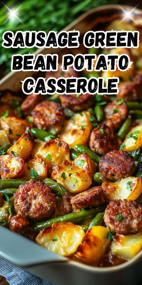 Sausage Green Bean Potato Casserole Oven, Greenbeans Potato Sausage, Italian Sausage And Green Beans, Potatoes Green Beans And Sausage, Sausage Green Beans Potatoes Crockpot, Potatoes Sausage Green Beans, Potato Sausage Green Beans, Sausage And Green Bean Casserole, Potato Green Beans And Sausage