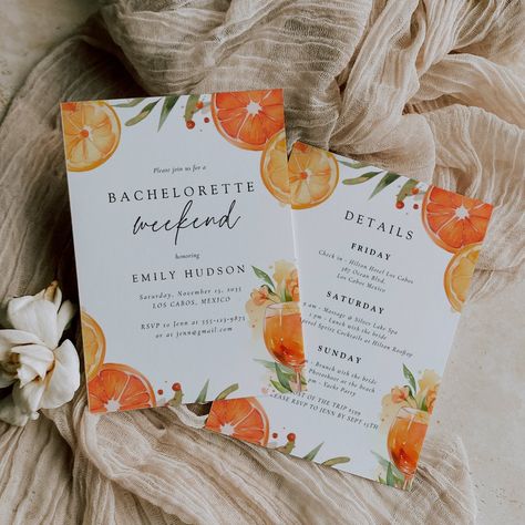 Citrus Orange Aperol Bachelorette Weekend Spanish Bachelorette Theme, Yellow Bachelorette Theme, Orange Bachelorette Theme, Citrus Bachelorette Party, Aperol Bachelorette, Orange Bachelorette, Fall Engagement Parties, Wedding Day Wishes, Bachelorette Planning