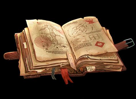 Book Prop Design, Dnd Book Art, Spell Book Art, Kobold Press, Witch Props, Floating Books, Book Png, Props Concept, Fantasy Items