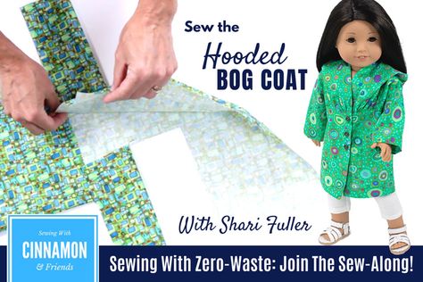 Sewing With Zero- Waste: The Hooded Bog Coat Bog Coat Free Pattern, Coat Patterns, Diy Clothing, Zero Waste, Diy Clothes, Free Pattern, Dolls, Sewing, Pattern