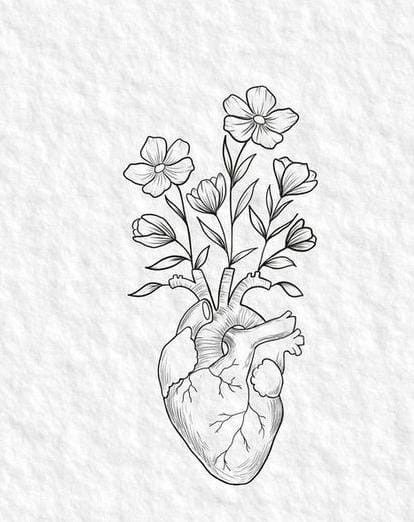 Human Heart Tattoo, Heart Flower Tattoo, Self Love Tattoos, Learn To Tattoo, Brain Drawing, Empowering Tattoos, Bleach Hoodie, Mom Tattoo Designs, Self Love Tattoo