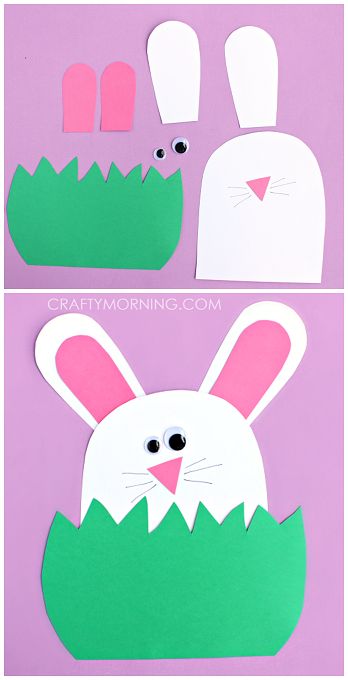 Paper Bunny Hiding in the Grass - Cute Easter craft for Kids to Make! | CraftyMorning.com Preschool Easter, Easter Crafts For Toddlers, April Crafts, Paper Bunny, Easter Preschool, Easy Easter Crafts, Spring Crafts For Kids, Easter Projects, Daycare Ideas