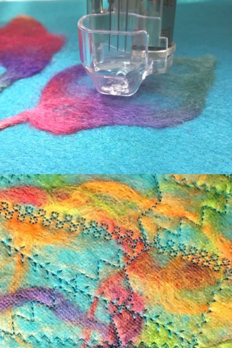 Machine Felting Projects Ideas, Felting Machine Projects, Embellisher Machine Needle Felting, Machine Needle Felting, Machine Felting, Origami Clothes, Felting Machine, Felt And Embroidery, Needle Felting Tutorial