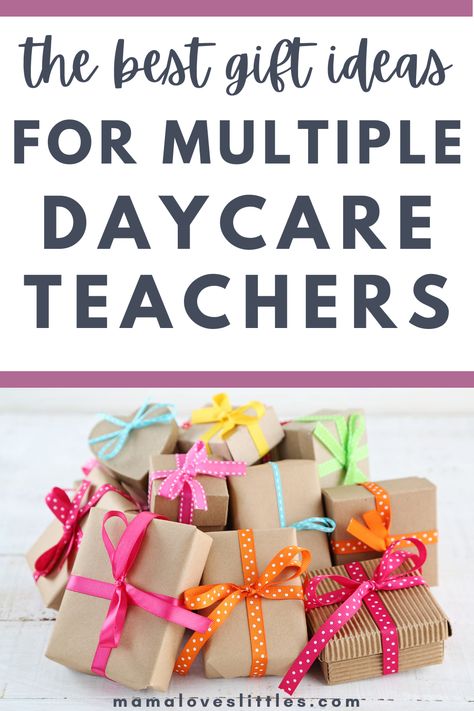 Here are some great ideas for gifts for multiple daycare teachers. If you're trying to find a present for several childcare teachers and staff members, consider some of these creative and easy options. Teacher Group Gift Ideas, Nursery Thank You Gifts, Gifts For Nursery Staff, Daycare Staff Gifts, Preschool Appreciation Gifts, Nursery Teacher Gifts Christmas, Childcare Educator Gifts, Educators Day Gifts Early Childhood, Day Care Gifts Appreciation