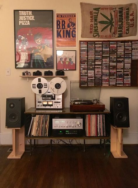 College Setup, Turntable Setup, Hifi Room, Home Music Rooms, Vinyl Room, Record Room, Music Rooms, Music Studio Room, Cassette Deck