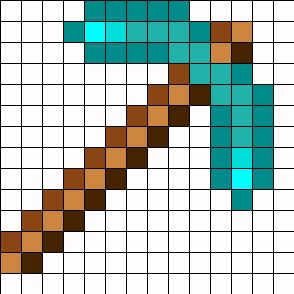 Free Printable Fuse Bead Patterns | Minecraft Diamond Pickaxe Perler Bead Pattern / Bead Sprite Minecraft Diamond Pickaxe, Diamond Pickaxe, Minecraft Quilt, Minecraft Crochet, Minecraft Beads, Minecraft Creative, Minecraft Diamond, Minecraft Pattern, Pixel Art Minecraft