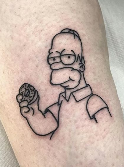 Homer Simpson Tattoo Cartoon Tattoos For Men, Simpson Tattoo, Simpsons Tattoo, Male Cartoon, Petit Tattoo, Cartoon Tattoo, Hand Poked Tattoo, Cartoon Tattoos, Ink Design