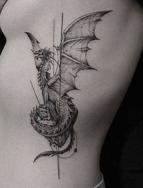 Latest 50 Dragon Tattoo Designs, their Meaning and Patterns Dragon Tattoo On Side, Dragon Hip Tattoo, Dragon Tattoo On Ribs, Dragon Tattoo Hip, Hip Tattoo Ideas, Tattoos Love, Dragon Tattoo For Women, Tattoo Trend, Hip Tattoos Women