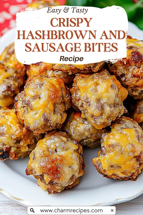 How to Make Crispy Hashbrown and Sausage Bites Hashbrown Bites, Sausage Bites, Sausage Balls Recipe, Sausage Hash, Meatball Dinner, Hashbrown Recipes, Hot Sausage, Sausage Balls, Plain Chicken