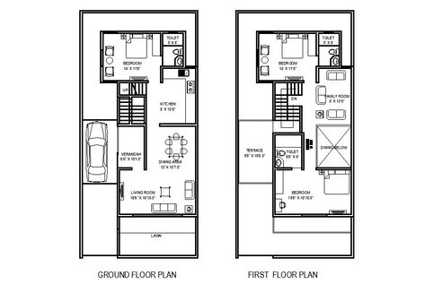 27’x58’ row house plan is given in this Autocad drawing file. This is G+3 house building. Row House Floor Plan, Subdivision Plan, Row House Plan, Town House Plans, 10 Marla House Plan, Home Map Design, 20x30 House Plans, Row House Design, Budget House Plans