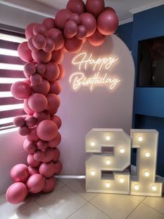 Happy Birthday Design Ideas Balloons, Neon Sign Birthday Backdrop, 21st Number Sign, Happy Birthday Light Up Sign, Birthday 21 Decorations, 21 Birthday Balloon Arch, 21 Balloon Arch, 21 Bday Backdrop, Happy Birthday Neon Sign Backdrop