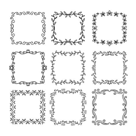 Doodle Boarders And Frames, Zentangle Frame, Border Drawing Design Doodle Frames, Illustrated Frames Hand Drawn, Pretty Borders, Bullet Journal Frames, Picture Frame Doodles Hand Drawn, Drawn Borders, Doodles Design