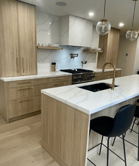 IKEA Kitchen Cabinets - Custom, High-Quality Designs Ikea Kitchen Oak Cabinets, Ikea White Oak Kitchen, Ikea Oak Kitchen Cabinets, Ikea Vedhamn Kitchen, Vedhamn Kitchen Ikea, Ikea Oak Kitchen, Light Oak Cabinets, Ikea Kitchen Inspiration, Panel Kitchen Cabinets