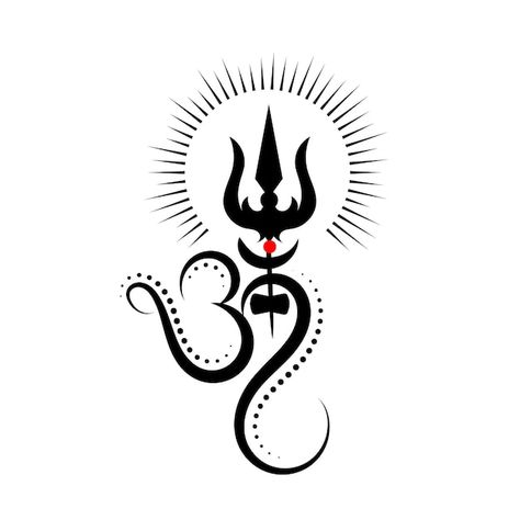 Om symbol logo with trishul | Premium Vector #Freepik #vector #shiv #mahadev #shiva #lord-shiva Mahadev Symbol, Shiv Logo Design, Om Drawing, Shiva Logo, Hindu Logo, Om Images, Shiva Symbol, Om Painting, Om Logo