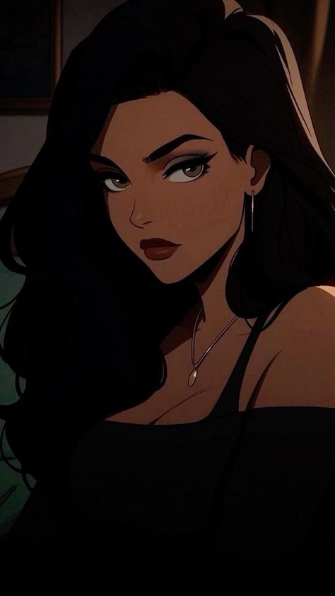 Dark Feminine Aesthetic, Cartoon Profile, Dark Feminine, Cartoon Profile Pics, Feminine Aesthetic, Profile Pics, Dark Hair, Profile Pictures, Profile Picture