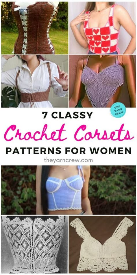 Corset Patterns, Classy Crochet, Crochet Corset, Crochet Top Outfit, Confection Au Crochet, Corset Pattern, Crochet Lace Edging, Crochet Tops Free Patterns, Crochet Lace Pattern