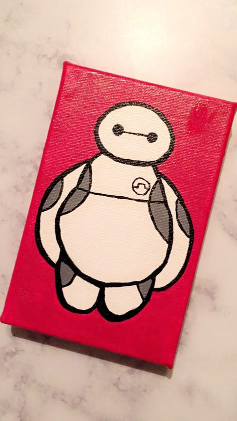 DIY Baymax canvas painting. Inspired from Disney's Big Hero 6. Disney Canvas Paintings, Disney Canvas Art, Disney Canvas, Disney Paintings, Inspired Painting, Small Canvas Paintings, Painting Canvases, Simple Canvas Paintings, Cute Canvas Paintings