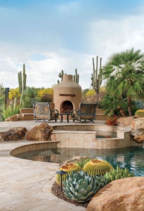 Arizona Small Backyard Ideas, Arizona Outdoor Living Backyards, Arizona Homes Exterior, Desert Patio, Arizona Backyard Landscaping, Desert Landscaping Backyard, Arizona Pools, Desert Home Decor, Southwest Modern