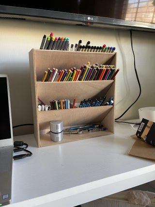 Pen Organizer : 7 Steps (with Pictures) - Instructables How To Make Desk Organizers, Pens Organization Ideas, Pen Storage Diy, Desk Organizer Shelf, Desk Organizing, Teenager Bedroom Design, Office Desk Organizer, Diy Marker, Pen Organizer