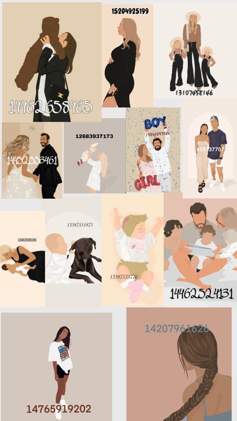 Roblox Decal Codes, Preppy Kids Outfits, Illustrated Family Portrait, Roblox Sets, Bloxburg Decals Codes Aesthetic, Fancy Dress Code, Cute Family Pictures, Preppy Decal, Pic Code