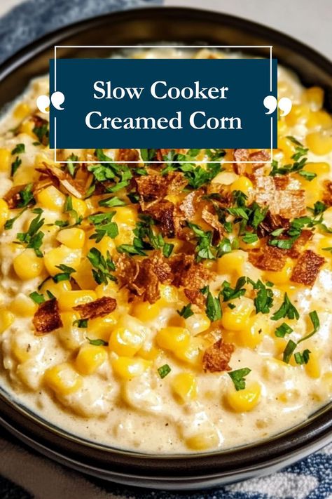 Treat yourself to this creamy, dreamy slow cooker creamed corn, made with simple ingredients for maximum flavor. It’s a perfect side dish for gatherings, family dinners, or holiday celebrations! Cream Corn Crockpot, Family Dinner Healthy, Healthy Lunch Ideas Easy, Thanksgiving Corn Recipes, Thanksgiving Slow Cooker, Dinner Ideas Slow Cooker, Crockpot Thanksgiving, Slow Cooker Corn, Meals Healthy Dinner