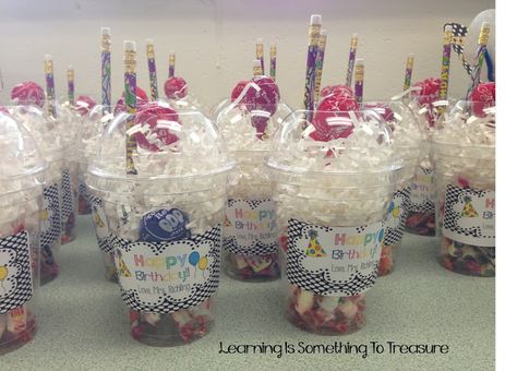 birthday gift for students - I don't know if you do school on their birthdays, but this is cute if you do Cup Decoration, Student Birthdays, Year Goals, Classroom Birthday, Classroom Treats, Gift For Students, School Treats, Classroom Gifts, School Birthday